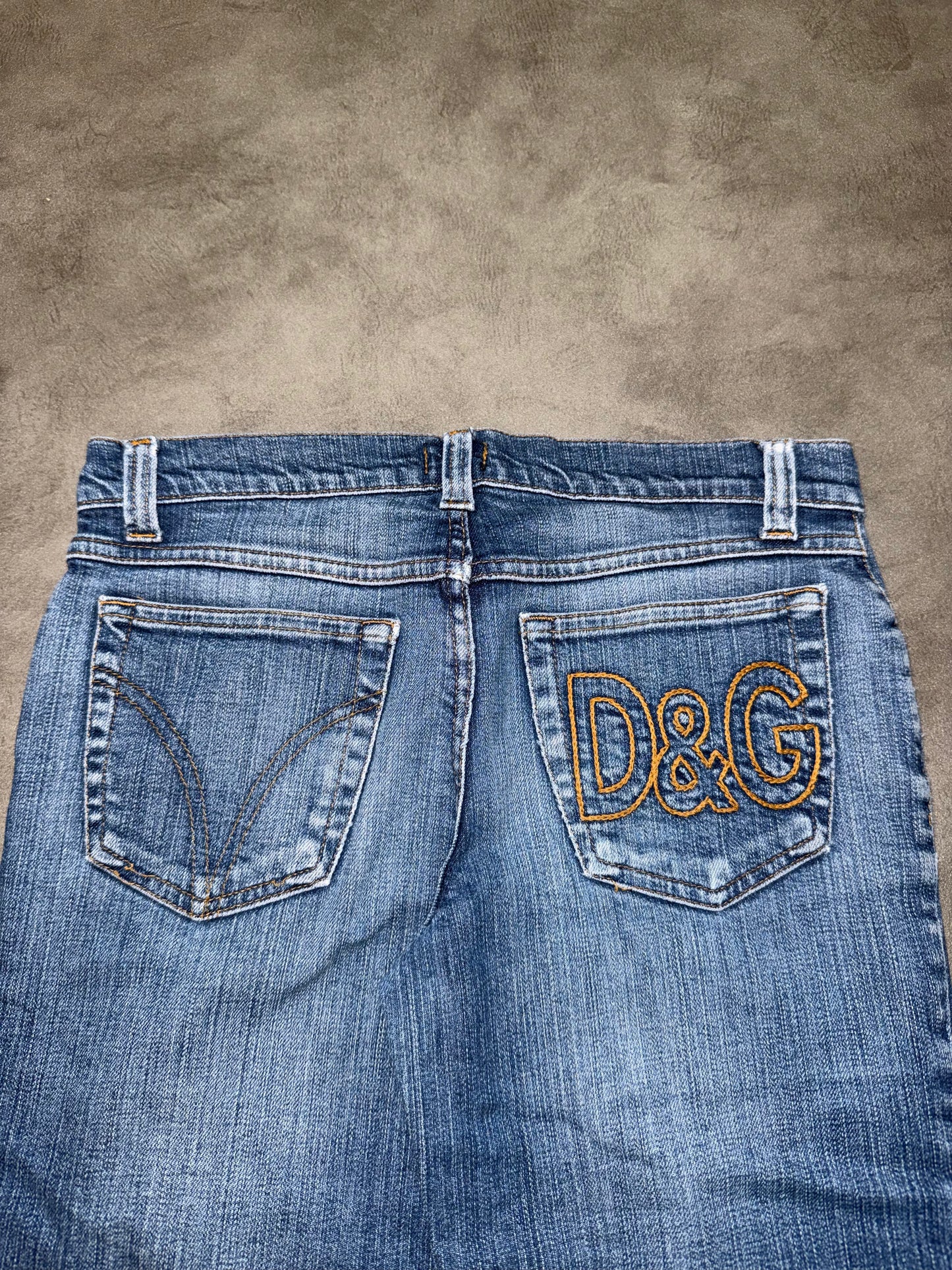 Dolce & Gabbana Pocket Print Low Waist Bootcut Jeans (XS)