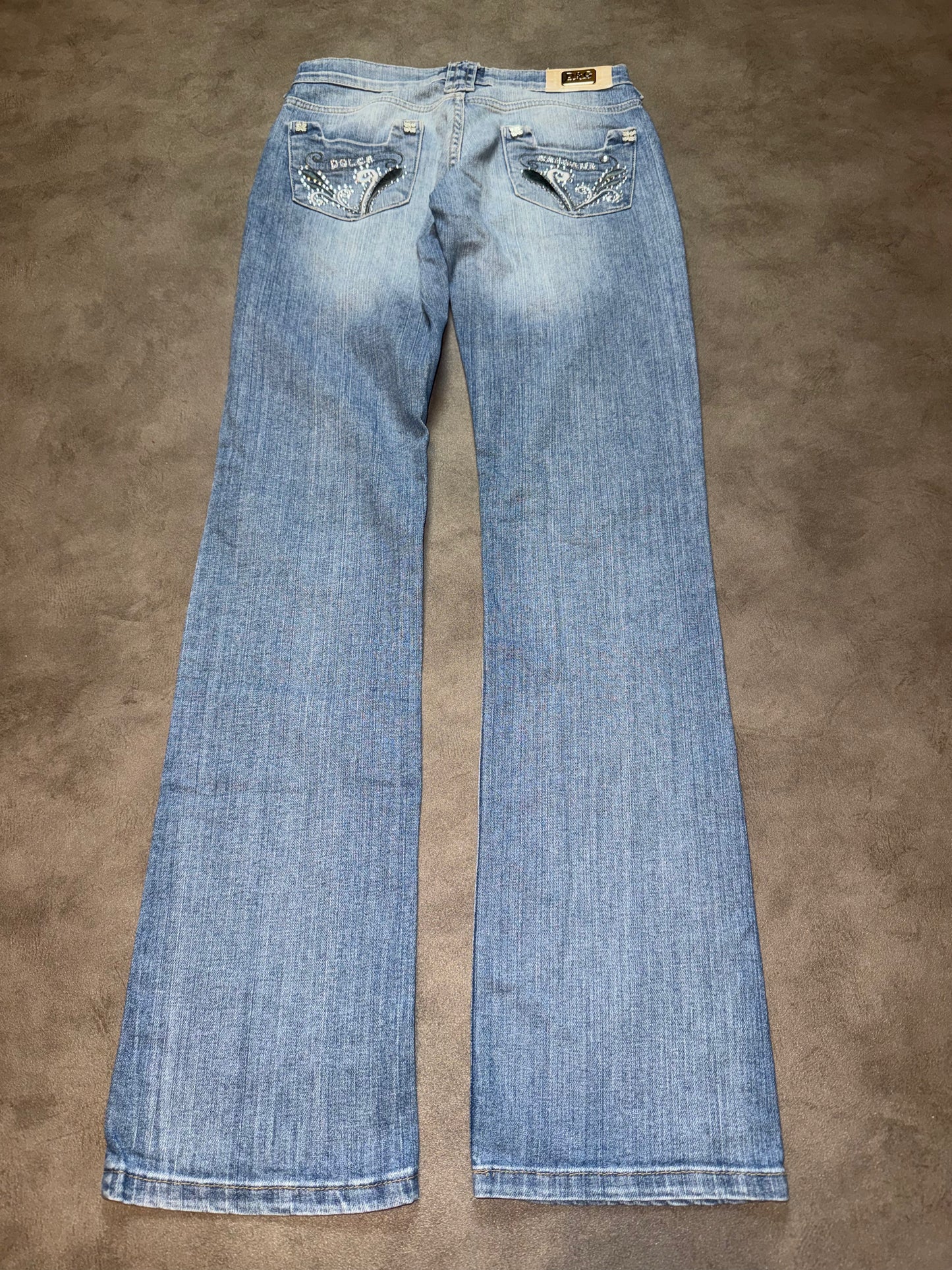 Dolce & Gabbana Strass Pocket Straight Leg Low Waist Jeans (S)
