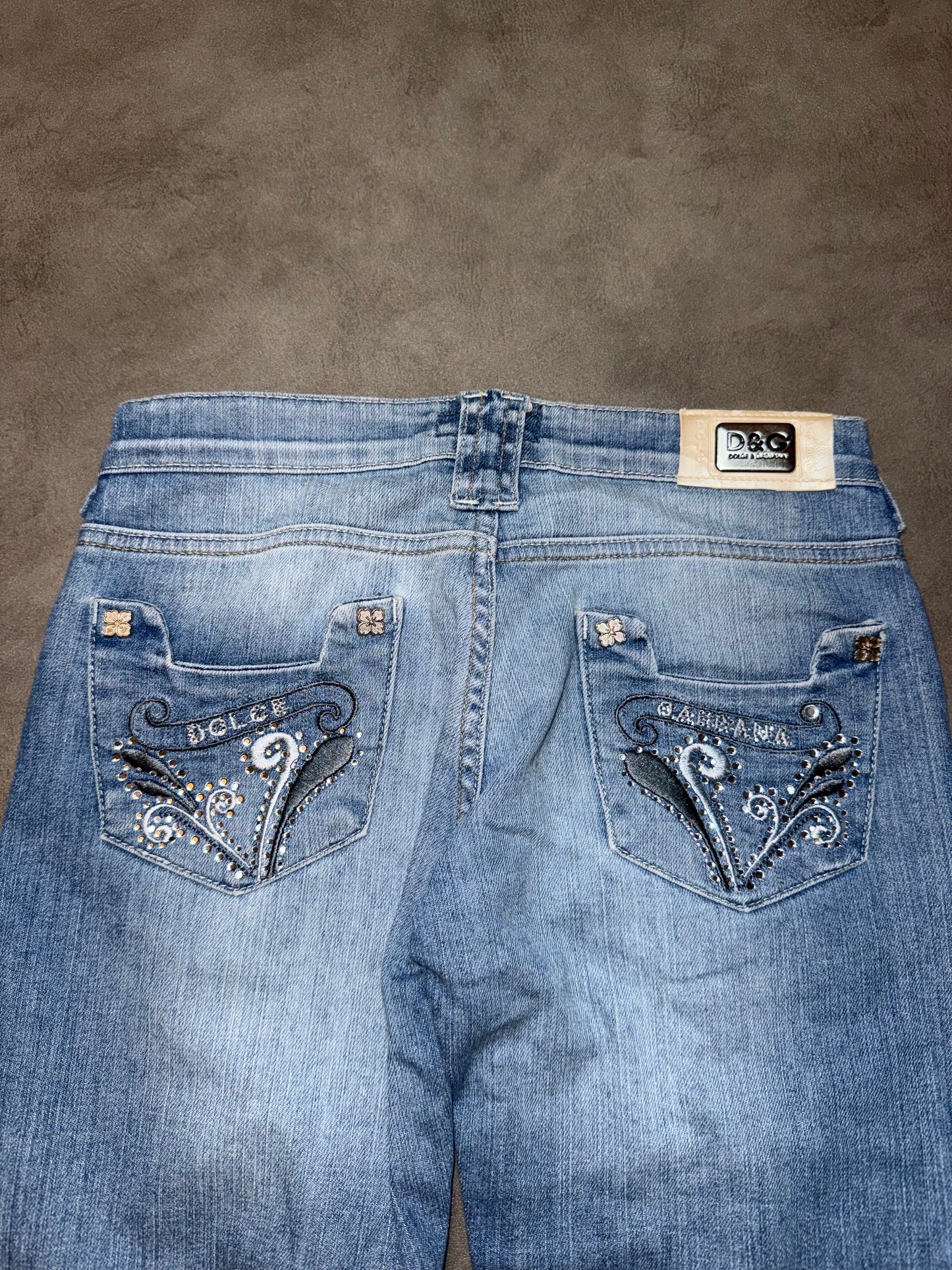 Dolce & Gabbana Strass Pocket Straight Leg Low Waist Jeans (S)