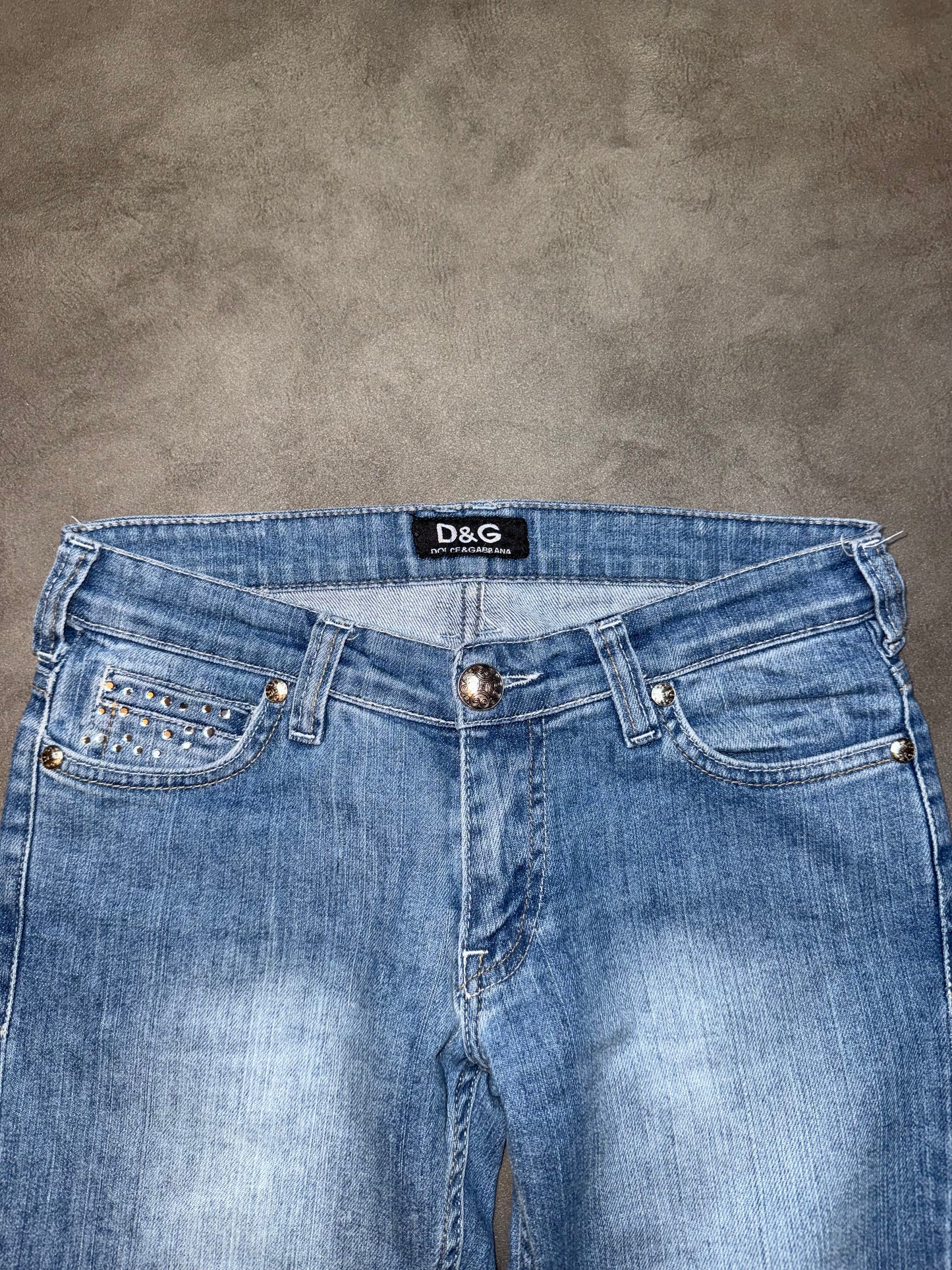 Dolce & Gabbana Strass Pocket Straight Leg Low Waist Jeans (S)