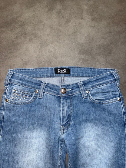 Dolce & Gabbana Strass Pocket Straight Leg Low Waist Jeans (S)