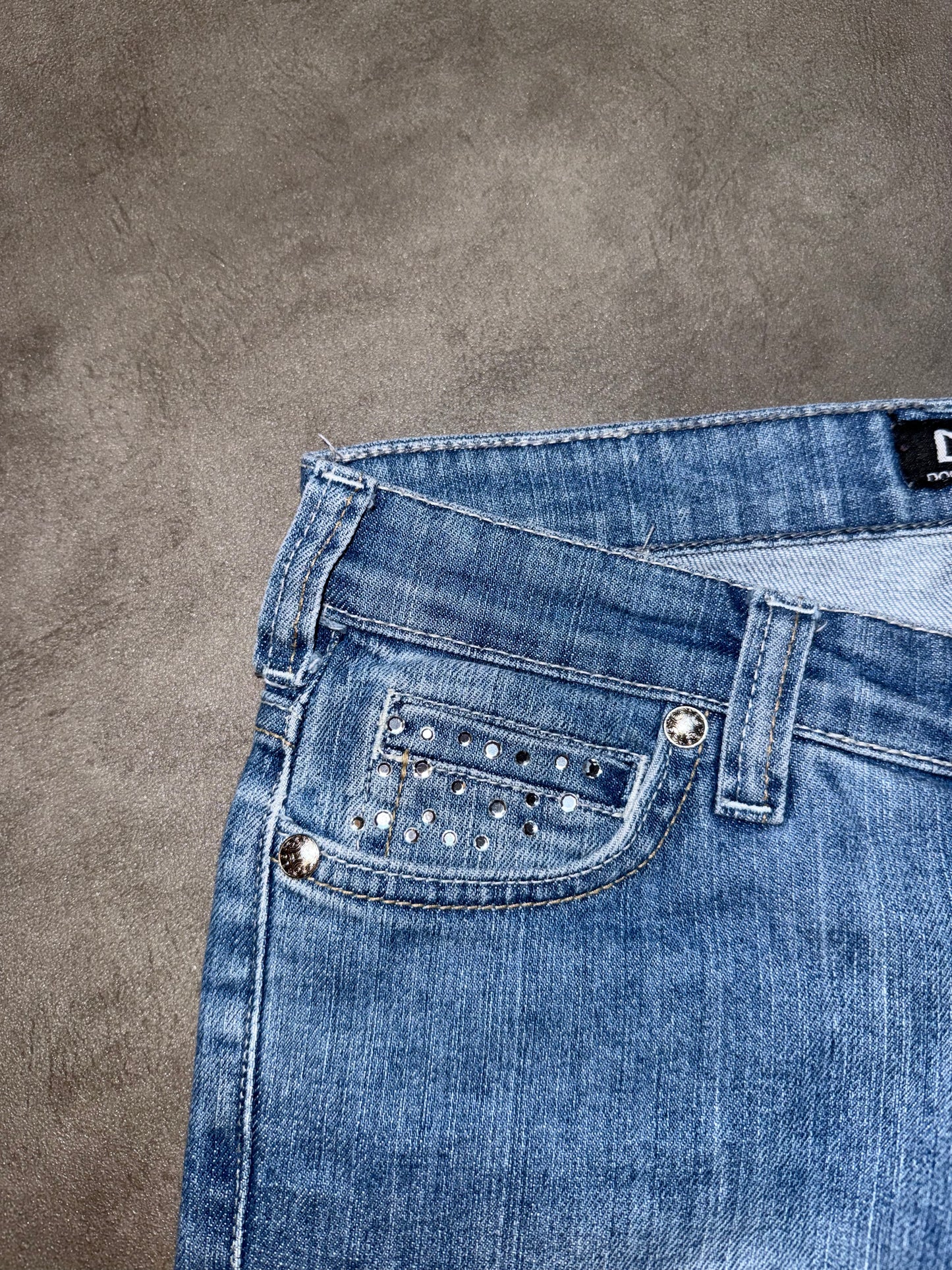 Dolce & Gabbana Strass Pocket Straight Leg Low Waist Jeans (S)