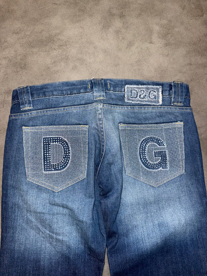Dolce & Gabbana Strass Pocket Low Waist Bootcut Jeans (S)
