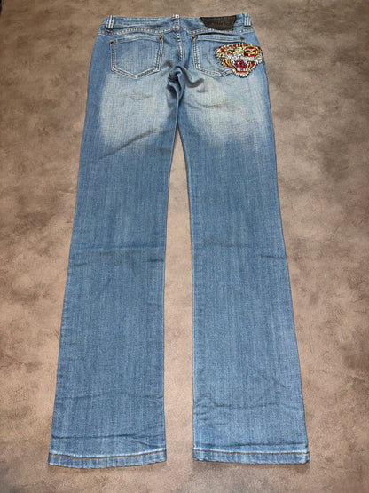 Ed Hardy Straight Leg Tiger Pocket Low Waist Jeans (S)