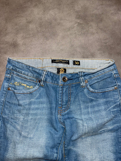 Ed Hardy Straight Leg Tiger Pocket Low Waist Jeans (S)