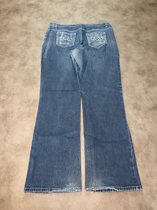 Y2K Printed Bootcut Jeans (L)