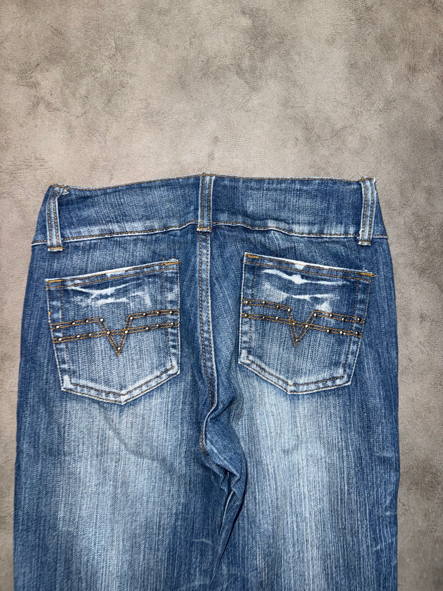 Y2K Washed Low Waist Bootcut Jeans (XS)