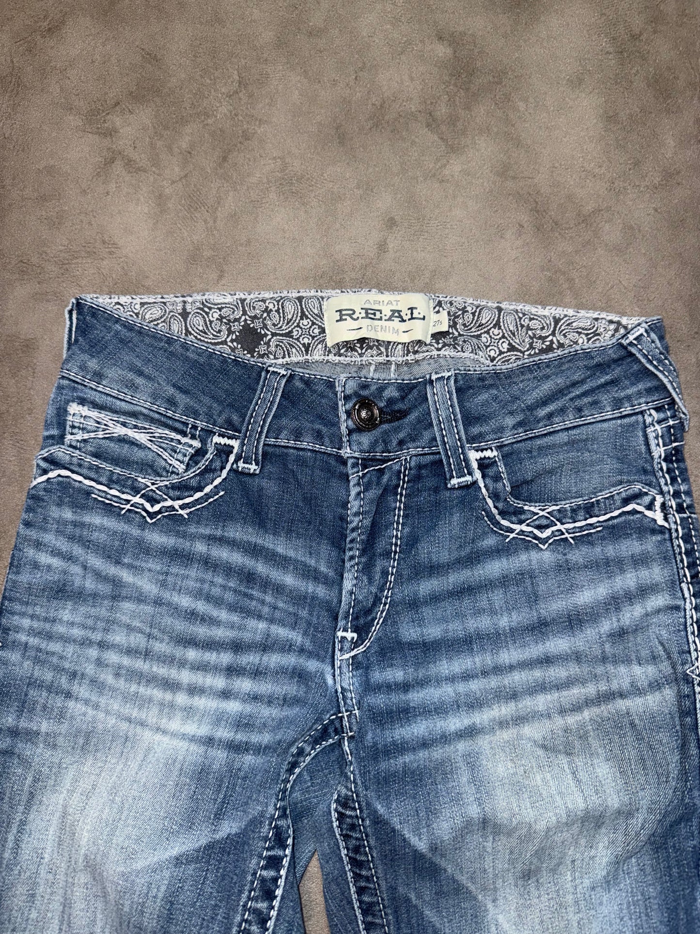 Y2K Washed Low Waist Bootcut Jeans (S)