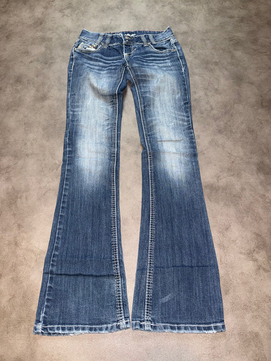 Y2K Washed Low Waist Bootcut Jeans (XS)