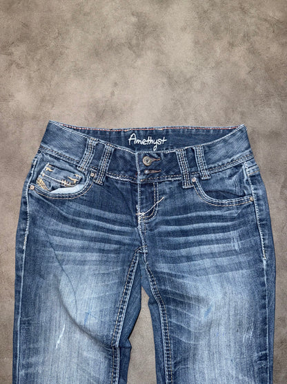 Y2K Washed Low Waist Bootcut Jeans (XS)