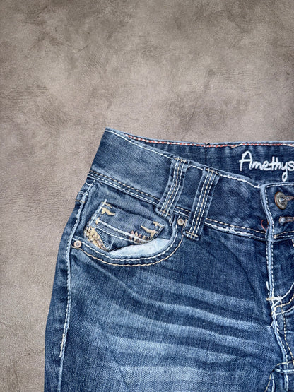 Y2K Washed Low Waist Bootcut Jeans (XS)